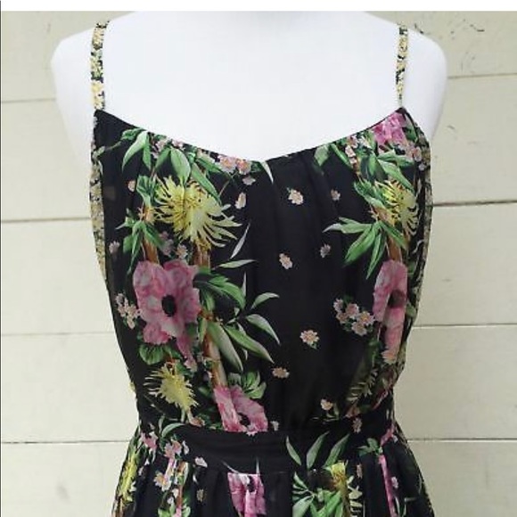 Multi Black Chiffon Floral Flowy Maxi Dress -Spring - Picture 4 of 10